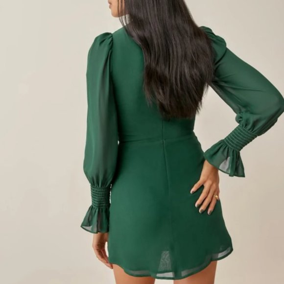 NEW Reformation Archie Turtleneck Mini Dress in Green Size 10 #542 - Picture 5 of 9